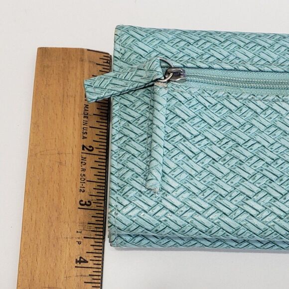 Woven Print Light Teal Woman's Wallet, Approx. 8 x 4 - Picture 4 of 7